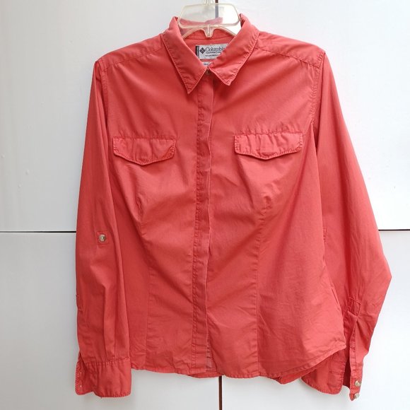 Columbia Long Sleeve Shirt, Coral, Women Size L - Picture 1 of 9
